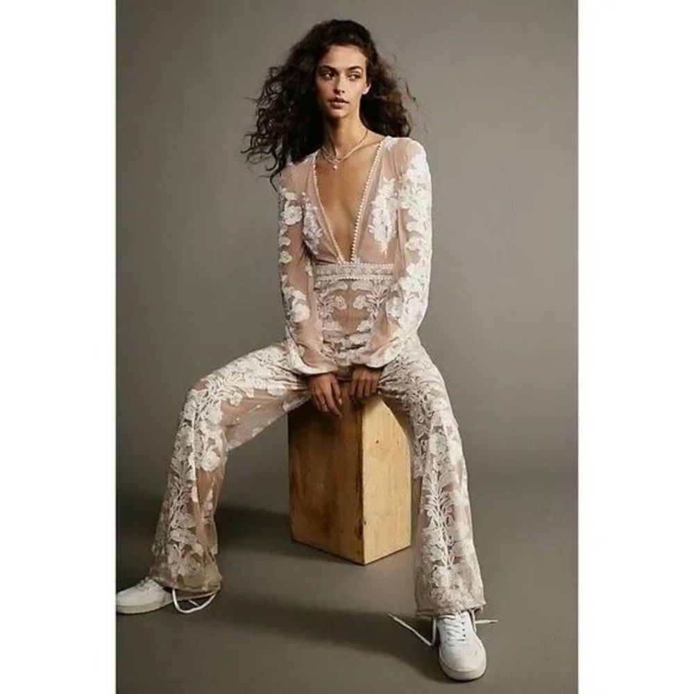 Free People by For love & Lemons Temecula Embroidered Lace Jumpsuit